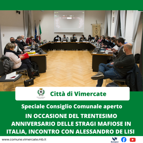 Consiglio Comunale aperto in occasione del trentesimo anniversario delle stragi mafiose in Italia, incontro con Alessandro de Lisi 